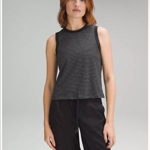 Gray and white strip lululemon tank top